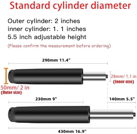 Omyoffice 5.5” Office Chair Gas Lift Cylinder Replacement, Class 4 Piston