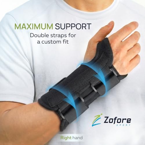 Carpal Tunnel Wrist Brace Support with 2 Straps and Metal Splint Stabilizer - Helps Relieve Tendinitis Arthritis Carpal Tunnel Pain - Reduces Recovery Time for Men Women - Right (L/XL)