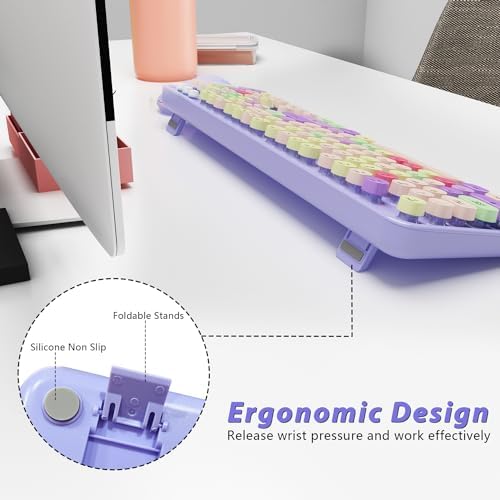 Kootop Wireless Computer Keyboard and Mouse Combo,Colorful Purple