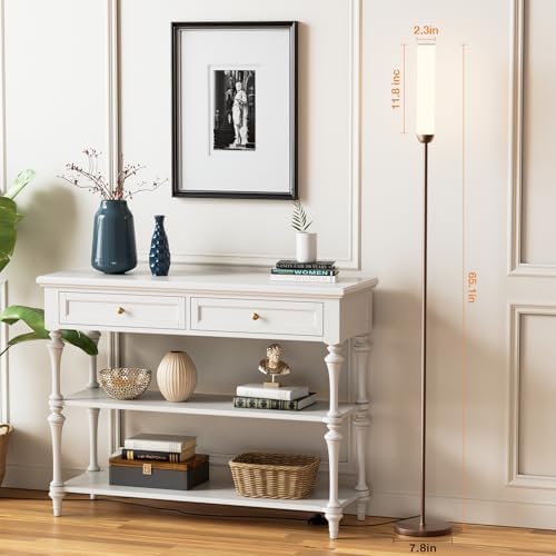 Ambimall LED Floor Lamp with Remote Control, Foot Switch, Brown
