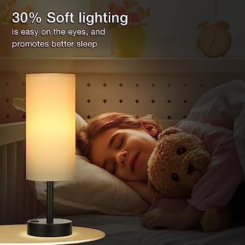 White Touch Table Lamp for Bedroom - Dimmable Bedside Desk Lamp for Kid