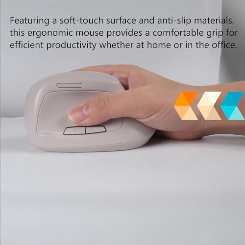 Wireless Ergonomic Vertical Mouse - Silent Clicks, Comfortable Grip & Carpal Tunnel Relief - Ideal for Office Work, Home Use & Multi-Device Compatibility (Gray)