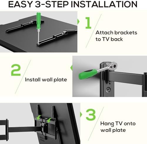 USX MOUNT Corner TV Wall Mount with 32.05" Long Arm for 32-75 Inch TVs up to 100 lbs, Full Motion TV Wall Mount Bracket with Swivel and Tilt, Max VESA 600x400mm fit Most 32 40 50 55 60 65 70 75TVs