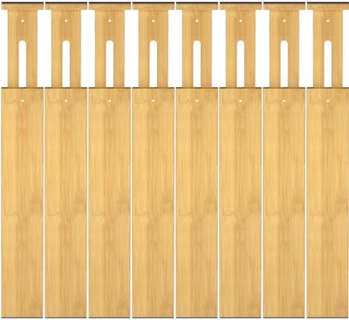 Bamboo Drawer Dividers, Adjustable Drawer Organizers, Fits 17.6–21" Drawers