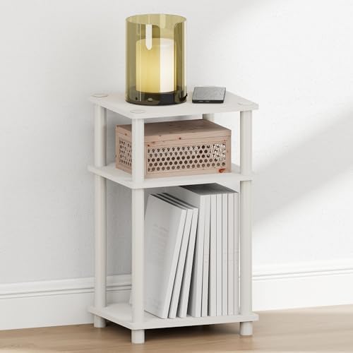 Furinno JUST Toolless 3-Tier Night Stand, Open Storage, White