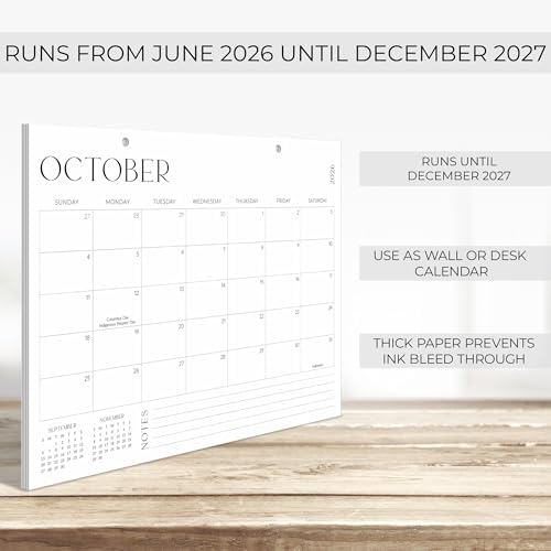 Aesthetic 2026-2027 Desk Calendar - Runs From June 2026 Until December 2027