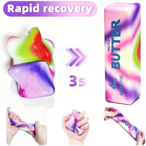 2 Pcs Rainbow Butter Squishy Stick , Super Soft Slow Rising Fidget Squeeze Toy, Colorful Sensory Stress Relief Desk Toy for Home, Office, Travel, Novelty Anxiety Relief Toy for Kids & Adults
