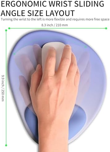 Palm-Rest and Wrist-Hugging Mouse Pad Wrist Rest, Ergonomic Wrist Support with Curve Fitting Cushioned Memory Foam for Carpal Tunnel Pain Relief, 9.9 x 8.3 Inch, Purple Ombre