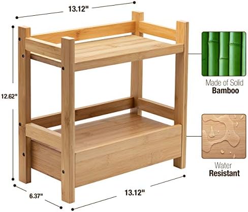 Sorbus Matcha Station Shelf, Bamboo (13" x 6.5" x 12.6", Natural Bamboo)