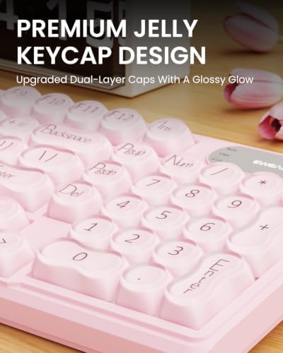 EWEADN V102 Wireless Keyboards, 98 Key Gaming Keyboard with Screen & Media Knob, Custom RGB Backlit, Tri-Mode BT5.0/2.4GHz/Wired Membrane Bluetooth Keyboard, Quiet Typing for Windows/MAC-Pink