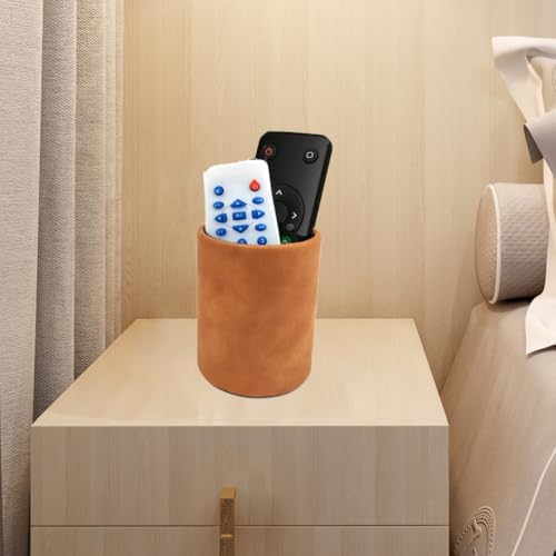 Leather Pen Holder, Light Brown Pencil Holder, Desktop Elegant Pen Holder for Desk, Stationery Organizer for School Office Home Dorm
