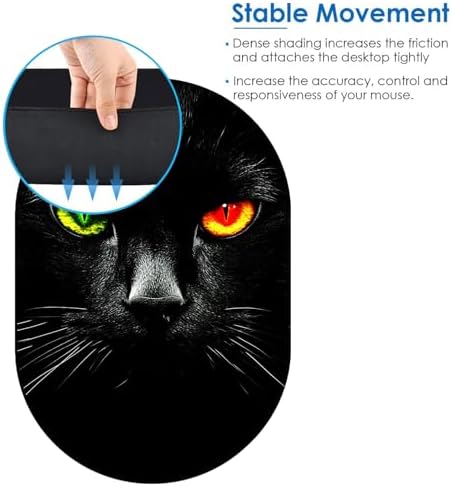 Small Mouse pad, Portable, Waterproof Non-Slip Rubber Bottom, Suitable for Wireless Mouse, Laptop Keyboard Tray for Both Men and Women, Office Travel 7.1x10.6in，Black Cat