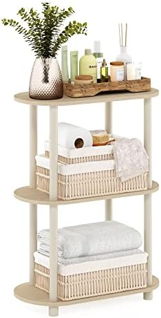 Furinno Turn-N-Tube Toolless 3-Tier Oval Display Shelf, Bauhaus Oak
