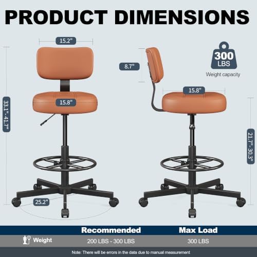 Drafting Chair with Backrest, Tall Desk Chair for Standing Desk