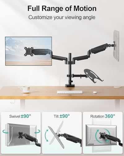 MOUNT PRO Dual Monitor and Laptop Mount for Max 27" Monitors & 17" Laptop