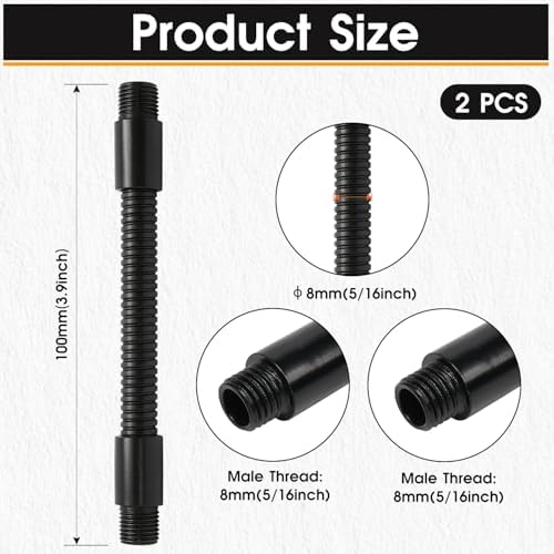 2PCS 3.9" Gooseneck Tubing Flexible 5/16" Male thread Alloy Metal Arm