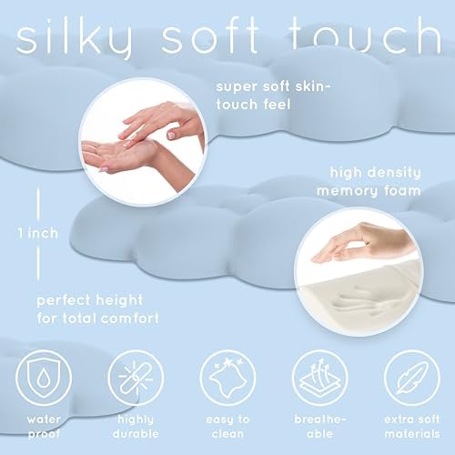 Blue Cloud Keyboard Wrist Rest – Create-ables Qloud Blue Wrist Rest for Computer Keyboard and Mouse, Ergonomic Memory Foam Wrist Pad with Non-Slip Base, Includes Cloud Mouse Pad