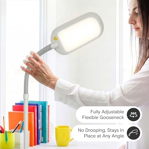 Brightech Litespan LED 2nd Edition Reading Floor Lamp with Cool, Soft & Warm White LED's - Built-in Dimmer - Adjustable Design Pivots in Any Direction - Energy Saving 12 Watts - Alpine White