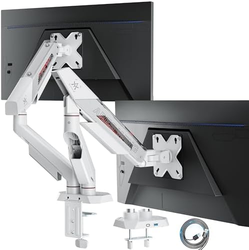 ARES WING 17-35 Inch Heavy Duty Dual Monitor Arm with USB, White