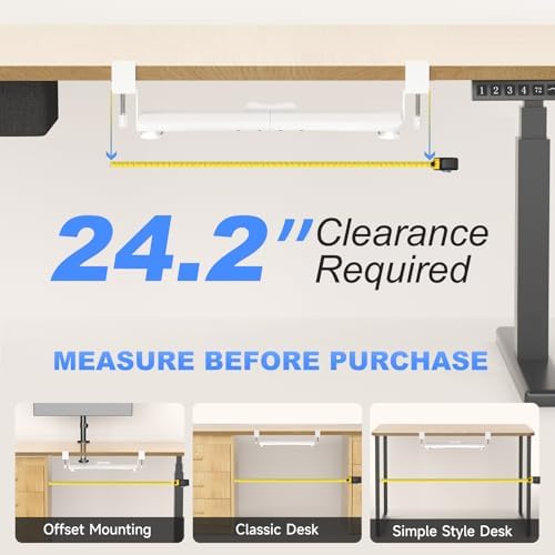 suptek Small Keyboard Tray Under Desk Pull Out with C Clamp Mount, Computer Keyboard & Mouse Tray, 20 (24.2 Including Clamps) x 11.8 inch Slide-Out Platform Computer Drawer for Typing, White, DSF1SW