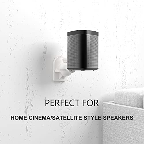 WALI Speaker Wall Mount, Surround Sound Speaker Stand with Adjustable Swivel Tilt Angle, Small Bookshelf Speaker Mount for Living Room, Home Theater, Hold up to 7.7 Lbs, (SWM202-W), 2 Pack, White