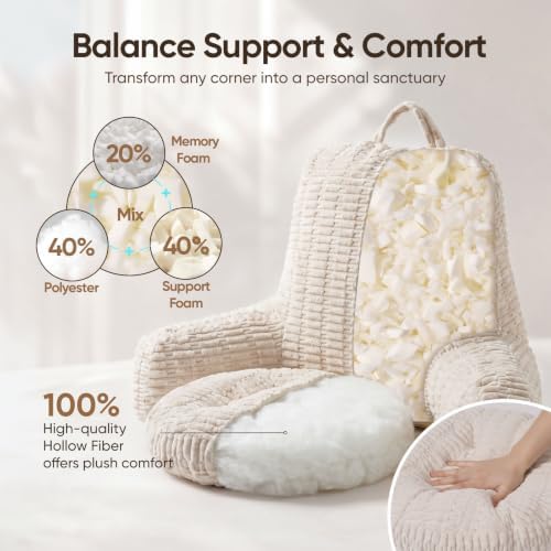 21"H Large Reading Pillow, Backrest Pillow with Floor Cushion Pillow