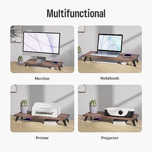 loukin Monitor Stand Riser for Desk, 22.4" × 8.2" Computer Stand, Brown