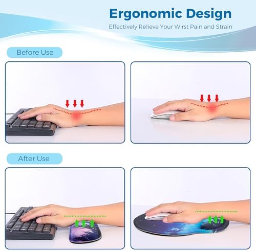 Mouse Pad and Keyboard Wrist Rest Support,Ergonomic Mouse Pad Set