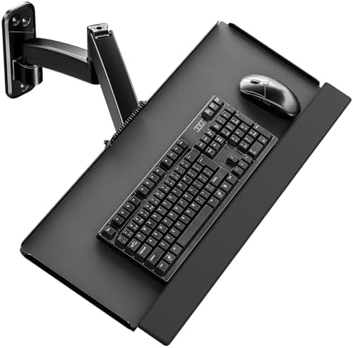 Keyboard Tray Wall Mount,Sit-Stand 26 Inch Keyboard and Mouse Stand,Black