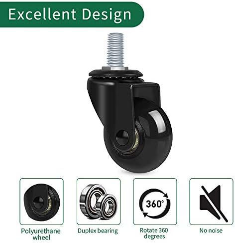 8T8 2" Office Chair Caster Wheels Replacement for Carpet, Heavy Duty Rubber Chair Wheels with Threaded Stem 3/8''-16x1, Quiet and Smooth Rolling for Hardwood Floors - Set of 5