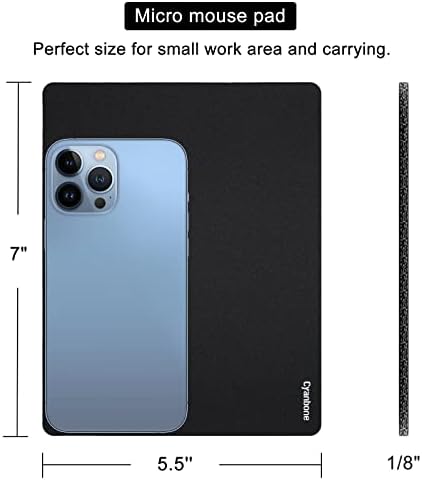 Mini Mouse Pad Small Size 2 Pack, Portable Mouse Pad for Laptop Waterproof, Cute Travel Mousepad Black with Non Slip Rubber Base for Wireless Mouse - 5.5 x 7 Inch