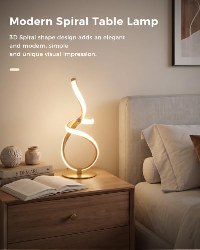 Modern Spiral Table Lamp, 3D LED Touch Control Cool Desk Lamp