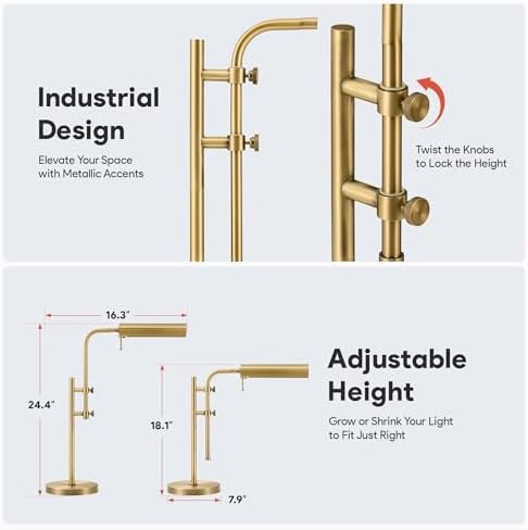 VONLUCE Industrial Table Lamp, Adjustable LED Desk Lamp for Home Office