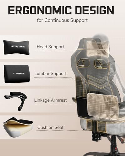 GTPLAYER Gaming Chair for Adults, Ergonomic High Back Chair with Footrest