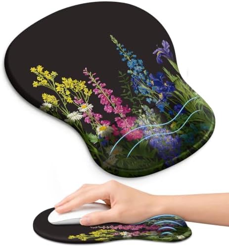 Ergonomic Mouse Pad with Wrist Rest, Gel Wrist Support, Bloom