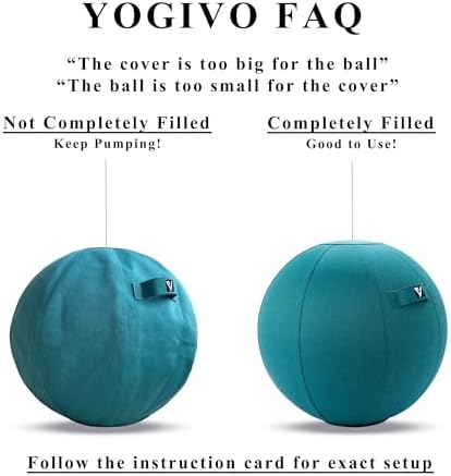 Sitting Ball Chair for Office and Home, Pilates Exercise Yoga Ball with Cover for Balance, Stability and Fitness, Ergonomic Posture Exercise Ball Seat with Handle and Pump
