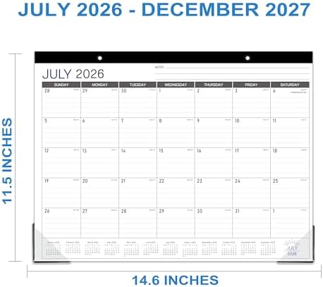 2027 Desk Calendar - Desk/Wall Calendar, Jul 2026 - Dec 2027, 14.6" x 11.5"