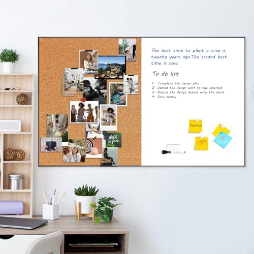 ARCOBIS Cork Board White Board Combo for Wall