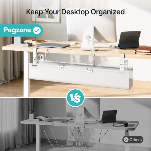 PEGZONE No Drill Under Desk Cable Management Tray, 31.5" Fabric Organizer