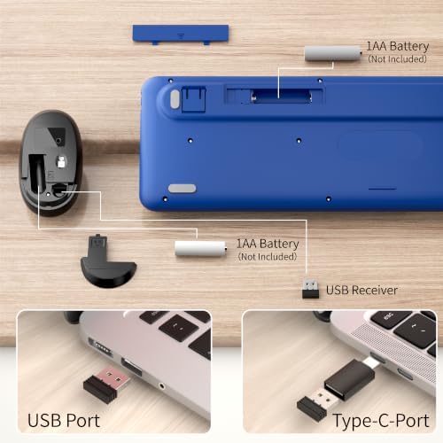 Wireless Computer Keyboard and Mouse Combos, Jewel Blue-Black