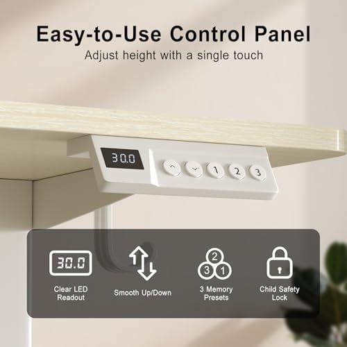 40 Inch Height Adjustable Standing Desk for Home Office, Natural