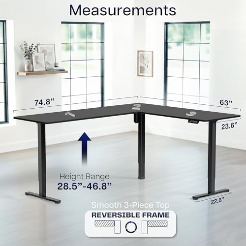 VIVO Black 75 x 63 in Corner Standing Desk, DESK-E3CTB-75