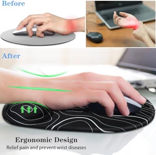 Ergonomic Mouse Pad with Wrist Rest + Topographic Line Cup Mat