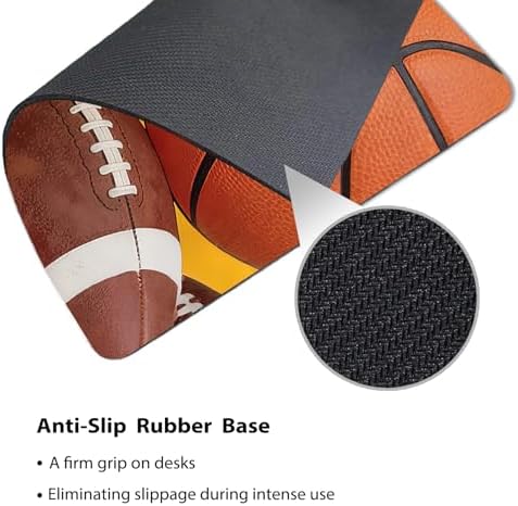 9.5x7.9 Inch Office/Gaming Mouse Pad, America’s Favorite Sports Baseball Basketball Football American Flag, Cute Anti-Slip Mat for Desk Decor