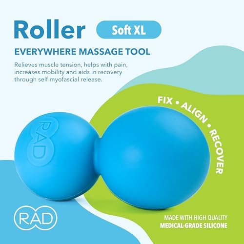 RAD Roller XL Peanut Roller Ball Massager - Soft Density Peanut Massage Ball - Myofascial Release for Back, Feet, Neck, Psoas - Suboccipital Release Device, Thoracic Spine Roller Balls