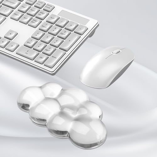 Gel Cloud Mouse Wrist Rest, Cute Wrist Support and Arm Support for Mouse Rest Typing Pain Relief，Suitable for Office/Computer/Laptop/Gaming (Transparent White)