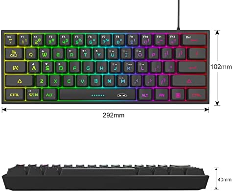 MageGee Mini 60% Gaming Keyboard, RGB Backlit 61 Key Ultra-Compact Keyboard, TS91 Ergonomic Waterproof Mechanical Feeling Office Computer Keyboards for PC, MAC, PS4, Xbox ONE Gamer(Black)