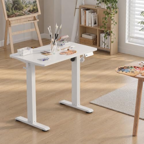 Claiks Electric Standing Desk 32x19 Inch Adjustable Desk, White