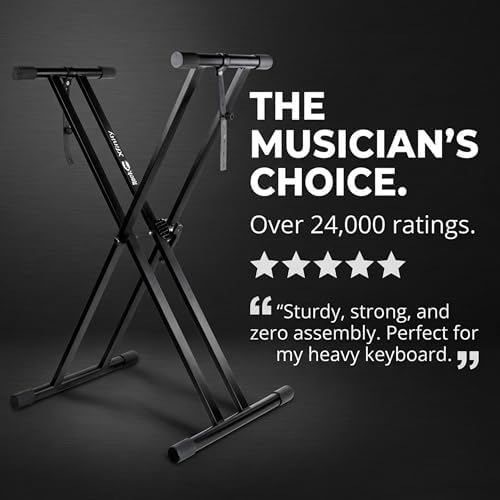 RockJam Xfinity Double X Keyboard Stand, Pre-Assembled & Adjustable