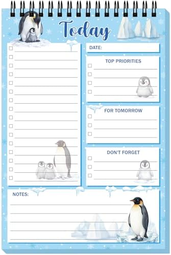 Gueevin Penguin Gifts To Do List Notepad, Daily Planner, 50 Sheets
